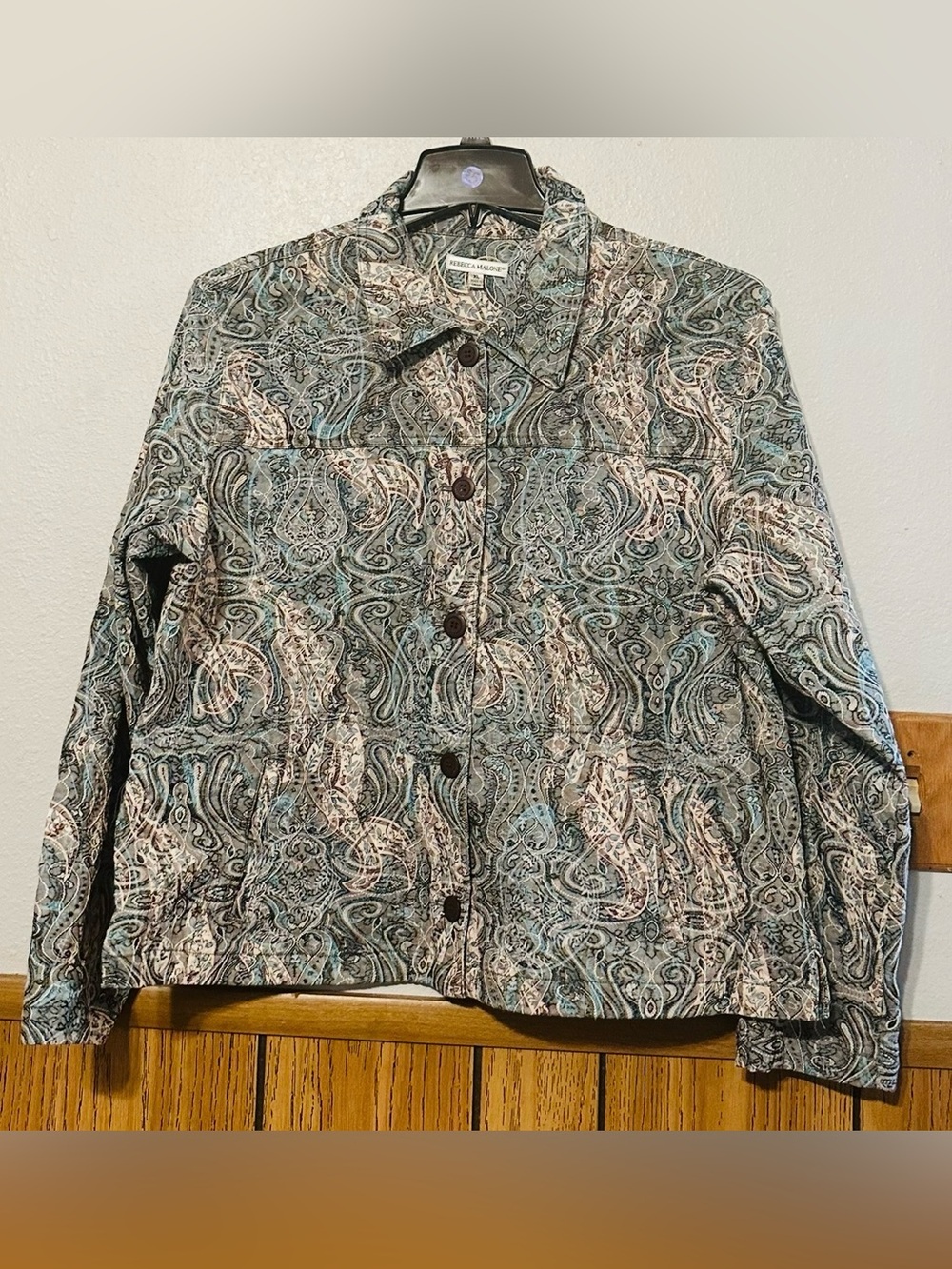 Rebecca Malone Women's XL Paisley Button-Front blazer Jacket